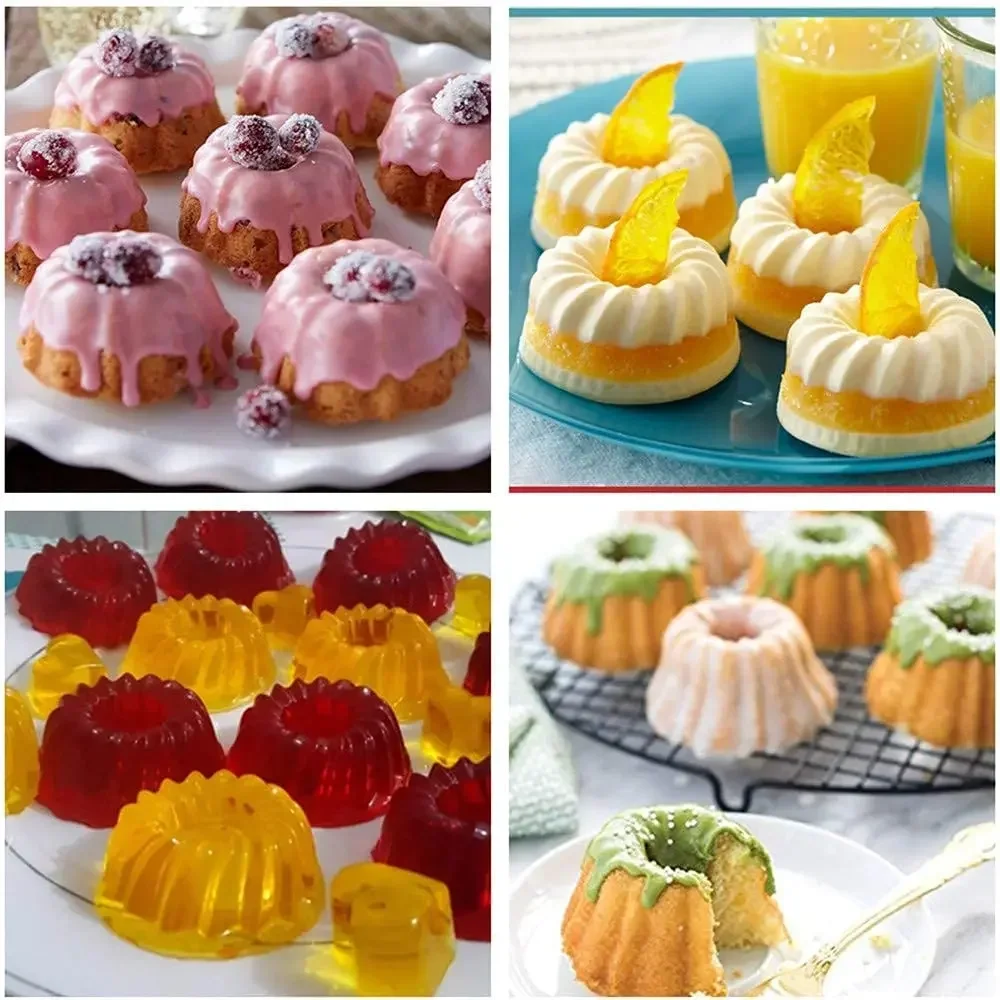 12Pcs Mini Silicone Cake Molds Flower Crown Baking Mold Bread Cupcake Pastry Mold Pizza Pan Birthday Wedding Party Kitchen Tool