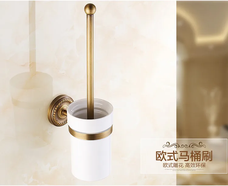 Description Picture 2 of itemToilet Brush Holders Ceramic Cup Antique Brass Toilet Bowl Brushes Home Deco Wall Bathroom Accessories WC Brush Holder HJ-1309