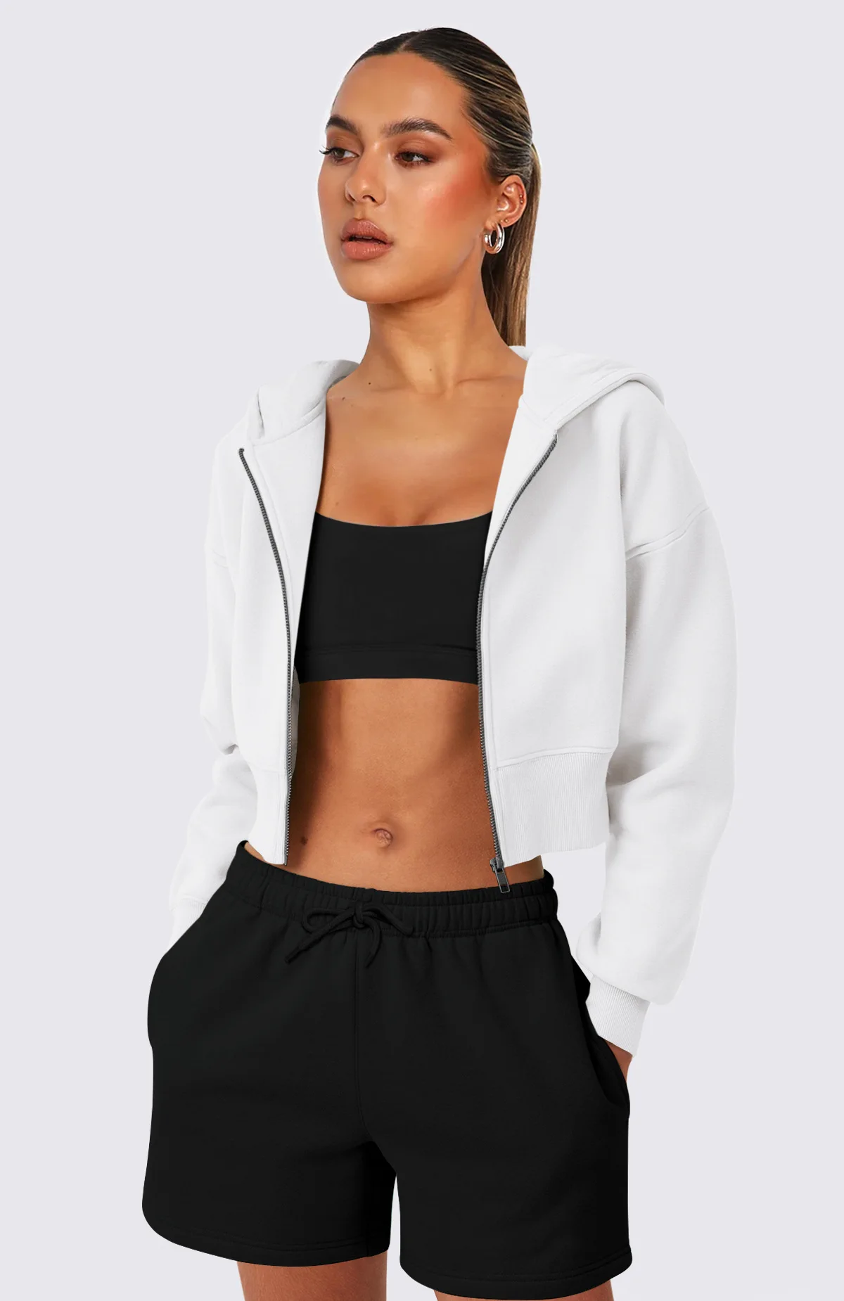 Women's Hooded Solid Color Twist Pocket Knitwear main image 0
