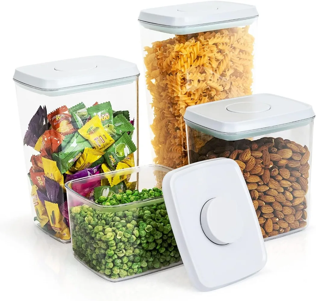 

Pop Container 4-Piece Airtight Food Storage with Lids, BPA-Free Leakproof Stackable - Ideal for Flour Cereal Snacks & Pantry