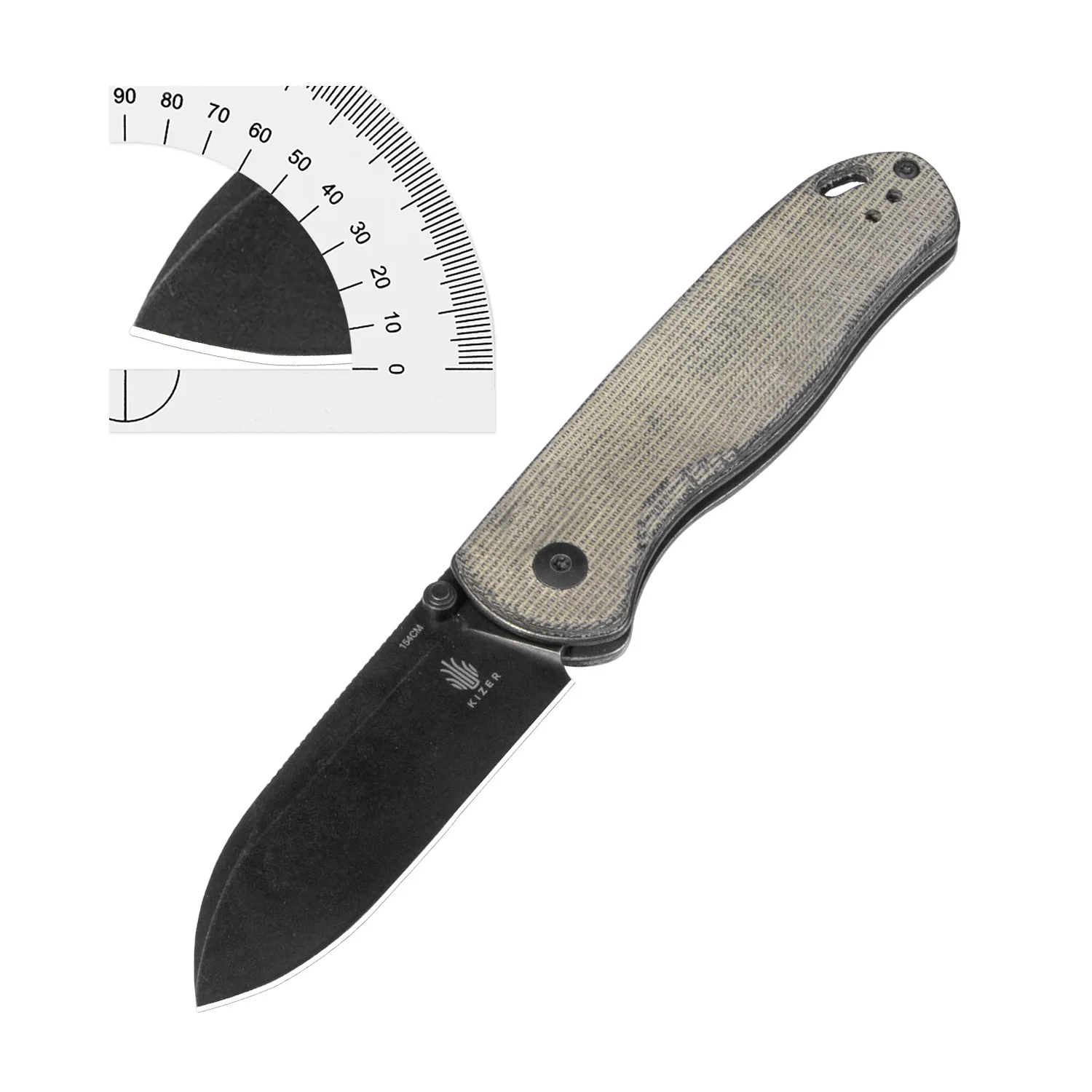 Kizer Pocket Knife Drop Bear V3619C1/C2/C3/C4  Aluminium/Micarta Handle with 154CM Steel Blade Outdoor EDC Knife 5