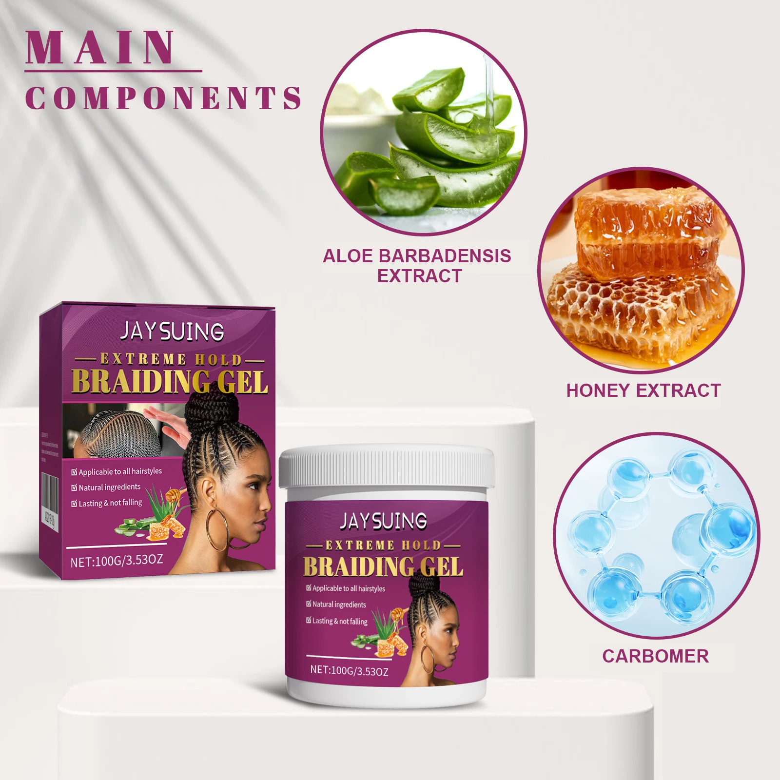 Strong Hold Braiding Gel Wax - Anti-Frizz Hair Pomade for Smooth Edge Control