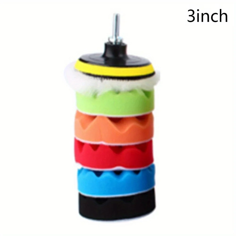 3/5/7 zoll CarPolishing Disc 8 Teile/satz Selbst-Kleber Polieren Wachsen Schwamm Wolle Rad Polieren Pad für Auto Polierer Bohrer Adapter – Detail 5