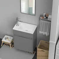 16" Small Bathroom Vanity Sink Combo, Painted Wall Mounted Floating Cabinet W/Resin Basin Sink Top, Chrome Water Save Faucet ﻿ 2