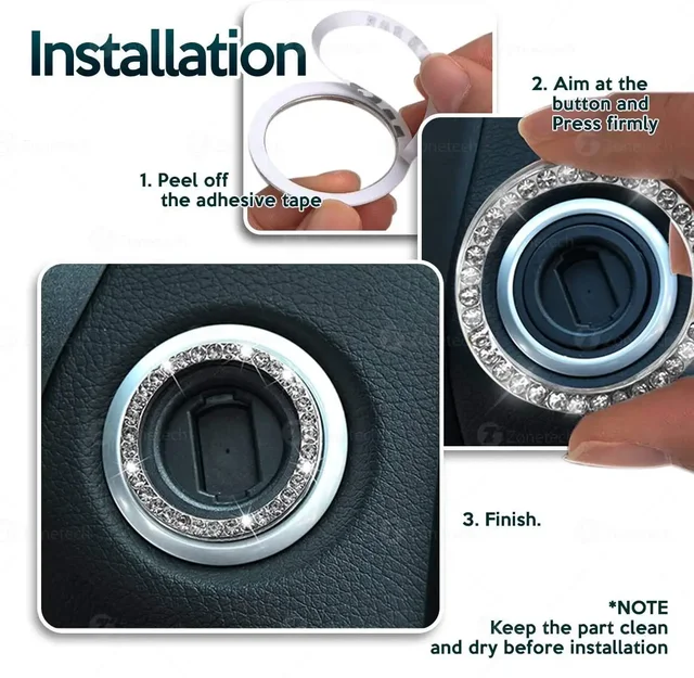 Car Ignition Key Ring Diamond Rhinestone Stickers for Auto Motorcycle Styling Bling Decoration Key Circle Button Car Accessories 3