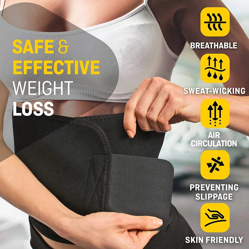 1PC 허리 트리머, 등 지원을위한 조정 가능한 네오프렌 Ab 트레이너 벨트, 훈련, 운동, 여성 남성을위한 스웨트 밴드 허리 트레이너
