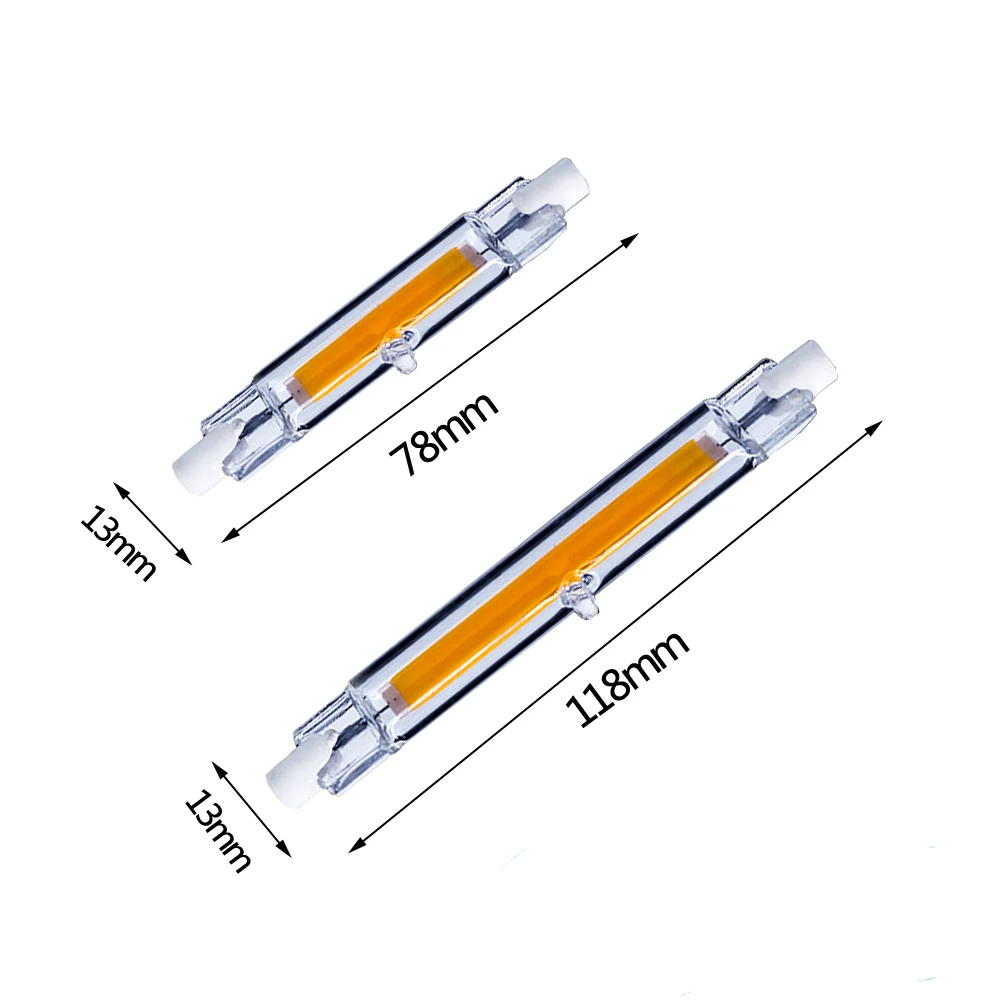 LED R7S 조도 조절 COB LED 램프 전구 교체용 할로겐 조명, 스포트라이트 투광 조명, 유리 튜브, 15W, 30W, 78mm, 118mm