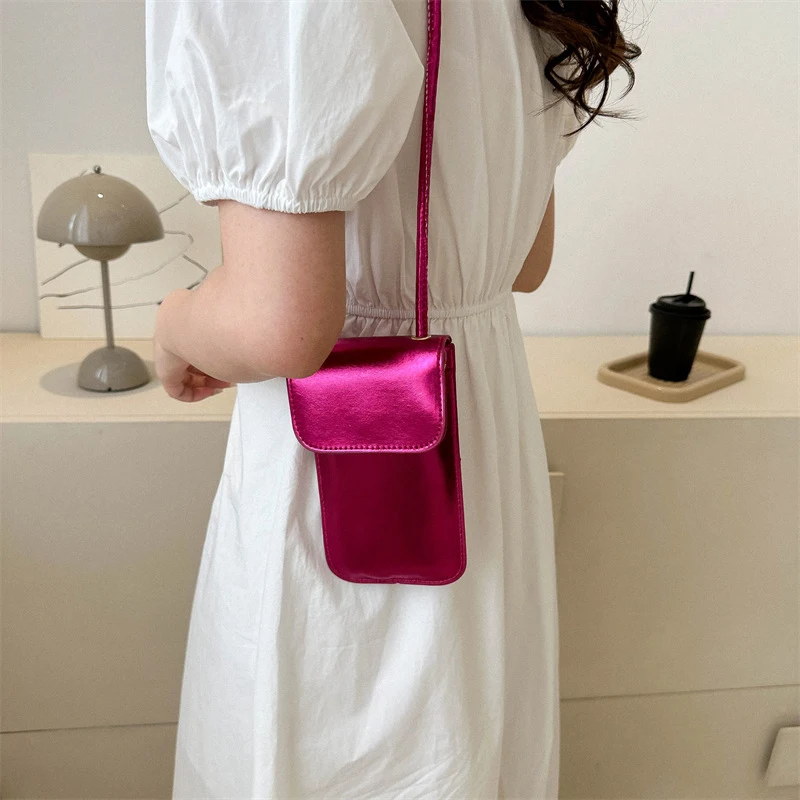 Casual Women Bags Pu Leather Wallets Solid Color Cell Phone Purse Lady Crossbody Shoulder Bag Handbag Money Messenger Bag