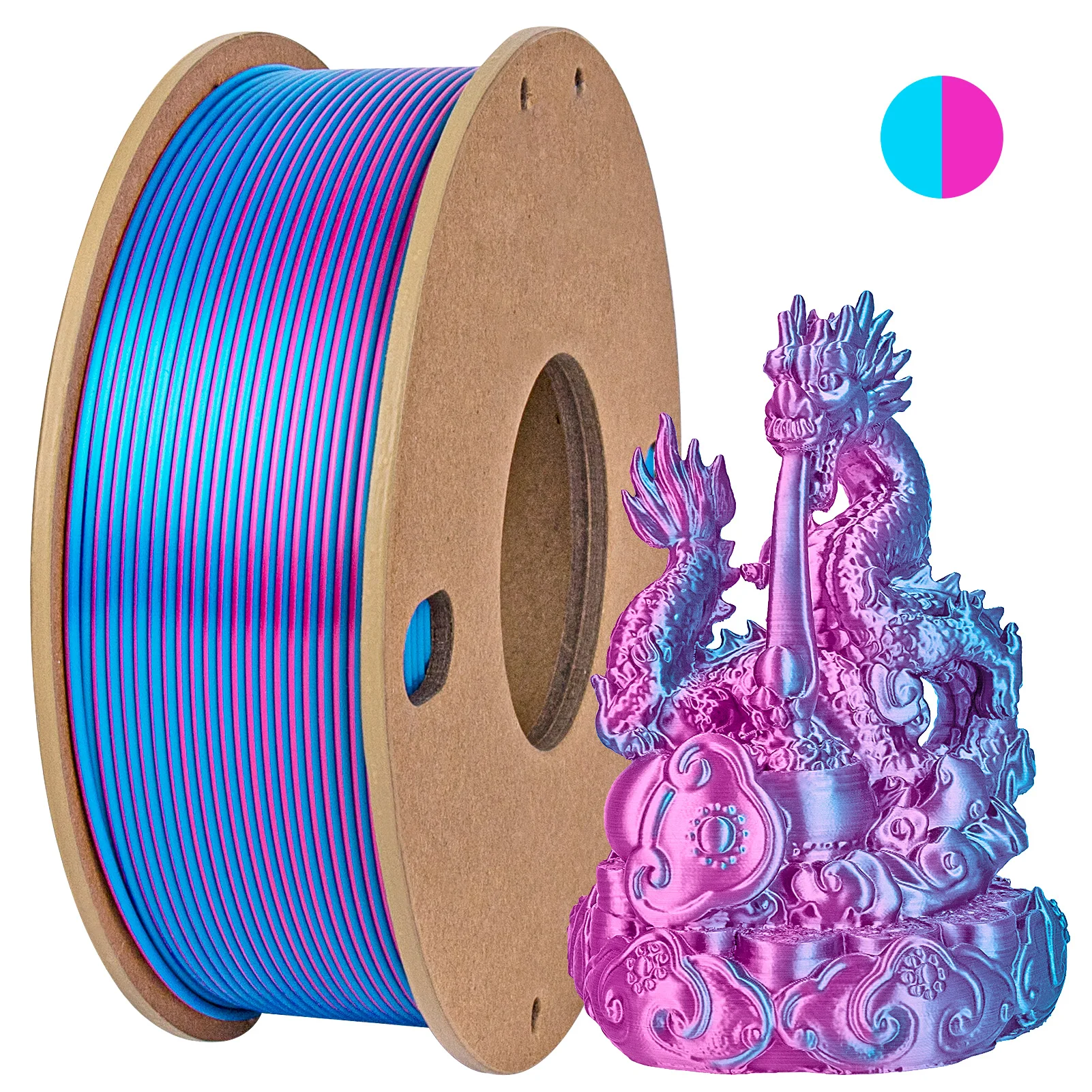 Silk PLA Filament 250g 2 Color in 1 3D Printing Filament 1.75mm Silk 3D Printer Fit Most FDM Printers