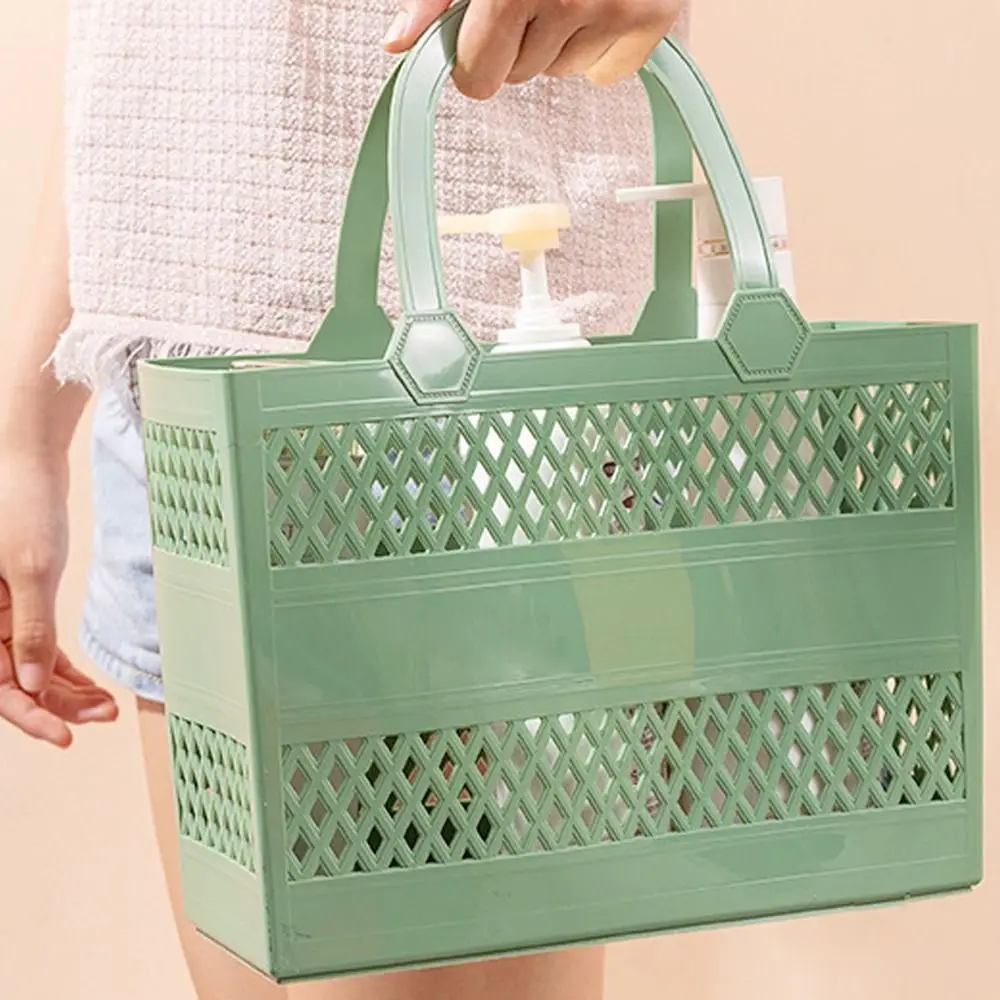 Portable Drainable Shower Basket Multifunctional Large Capacity Hollow Out Storage Basket Washing