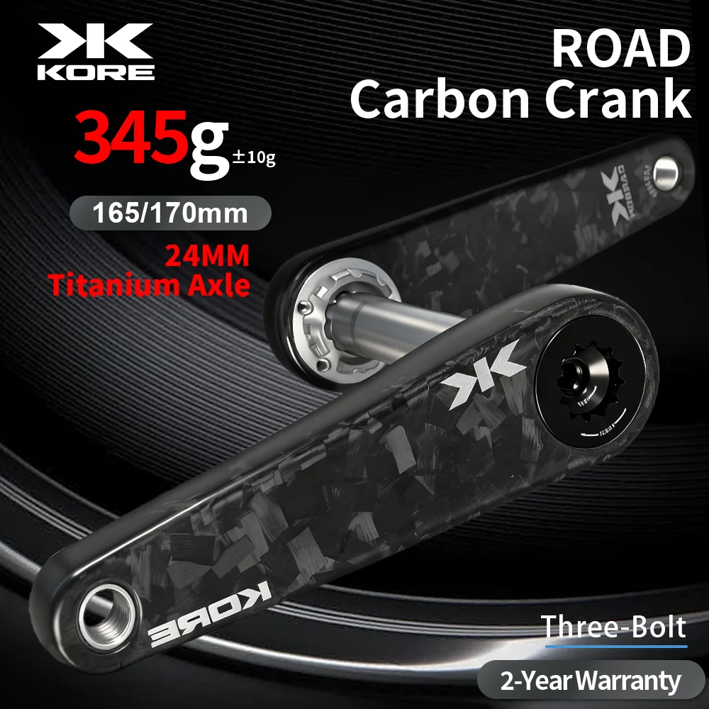 KORE 345G Ultra-Light Carbon Crankset T800 24mm Titanium 165/170mm Road