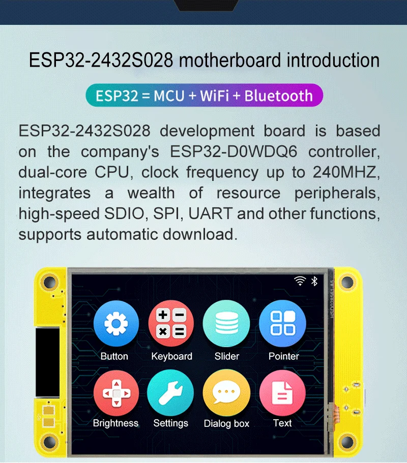 ESP32 Arduino LVGL WIFI & Bluetooth Entwicklungsboard 2,8 "240*320 Smart Display Bildschirm 2,8 Zoll LCD TFT Modul mit Touch WROOM – Detail 1