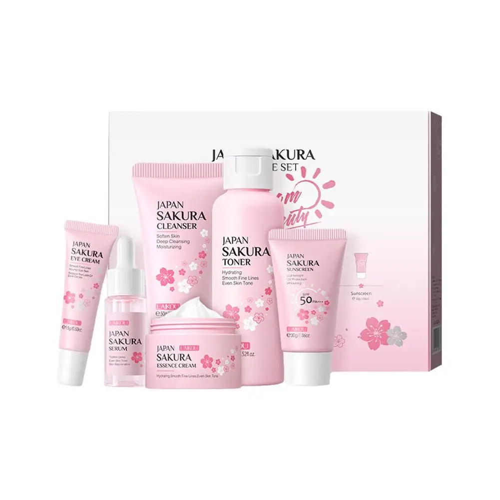 5/6pcs Sakura Skin Care Sets Face Cream Serum Toner Facial Cleanser Sunscreen Ey