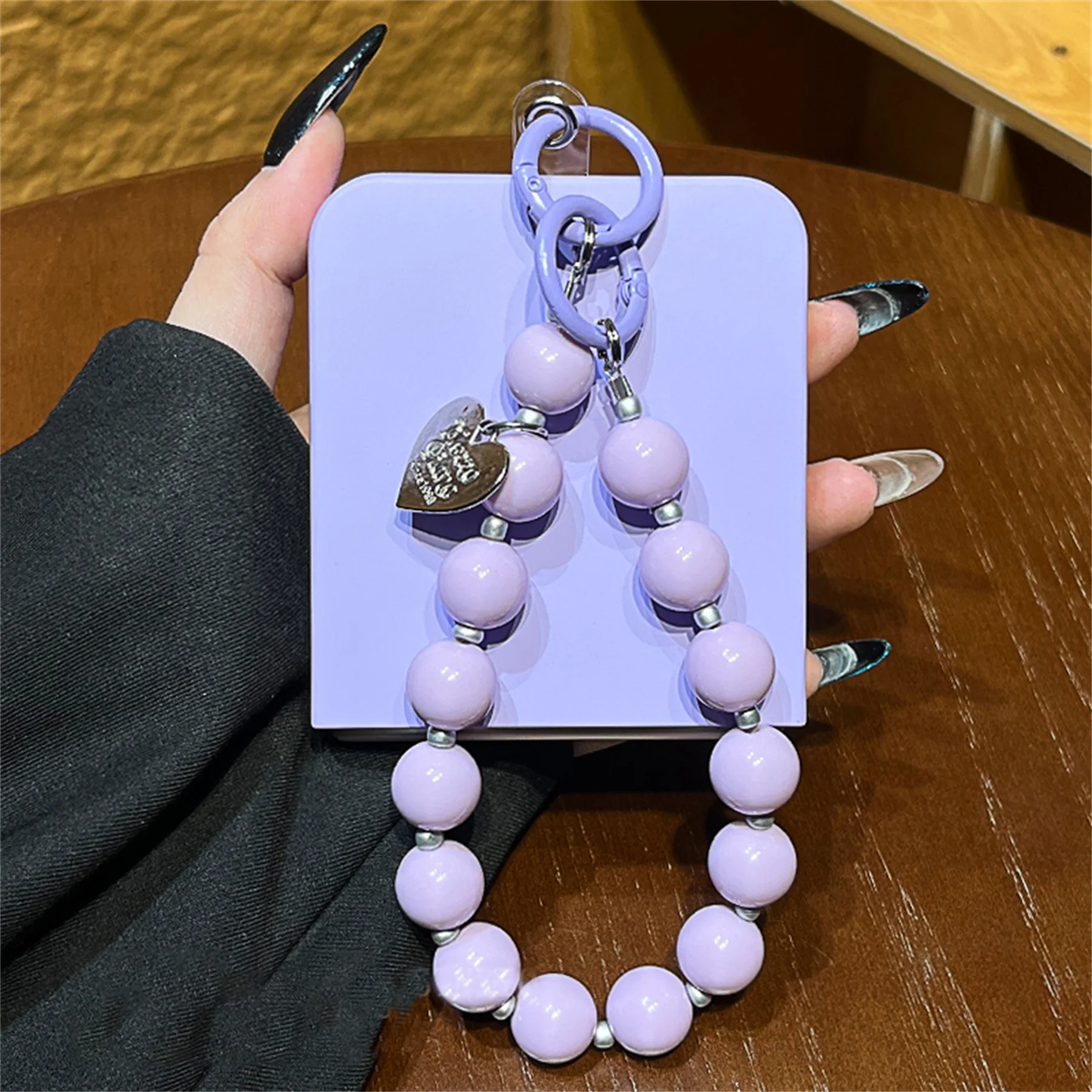 Candy Color Phone Case with Heart Bead Bracelet