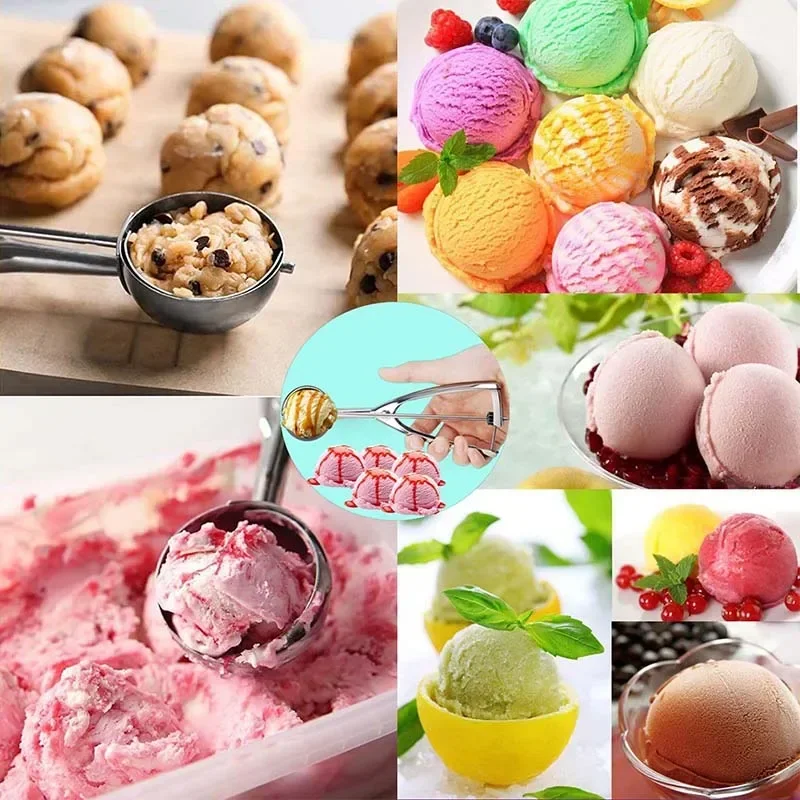 Ice Cream Scoop Kitchen Tools 3 Size Stainless Steel Spring Handle Mash Potato Watermelon Ball Scoop Home Kitchen Accessories ice cream scoop