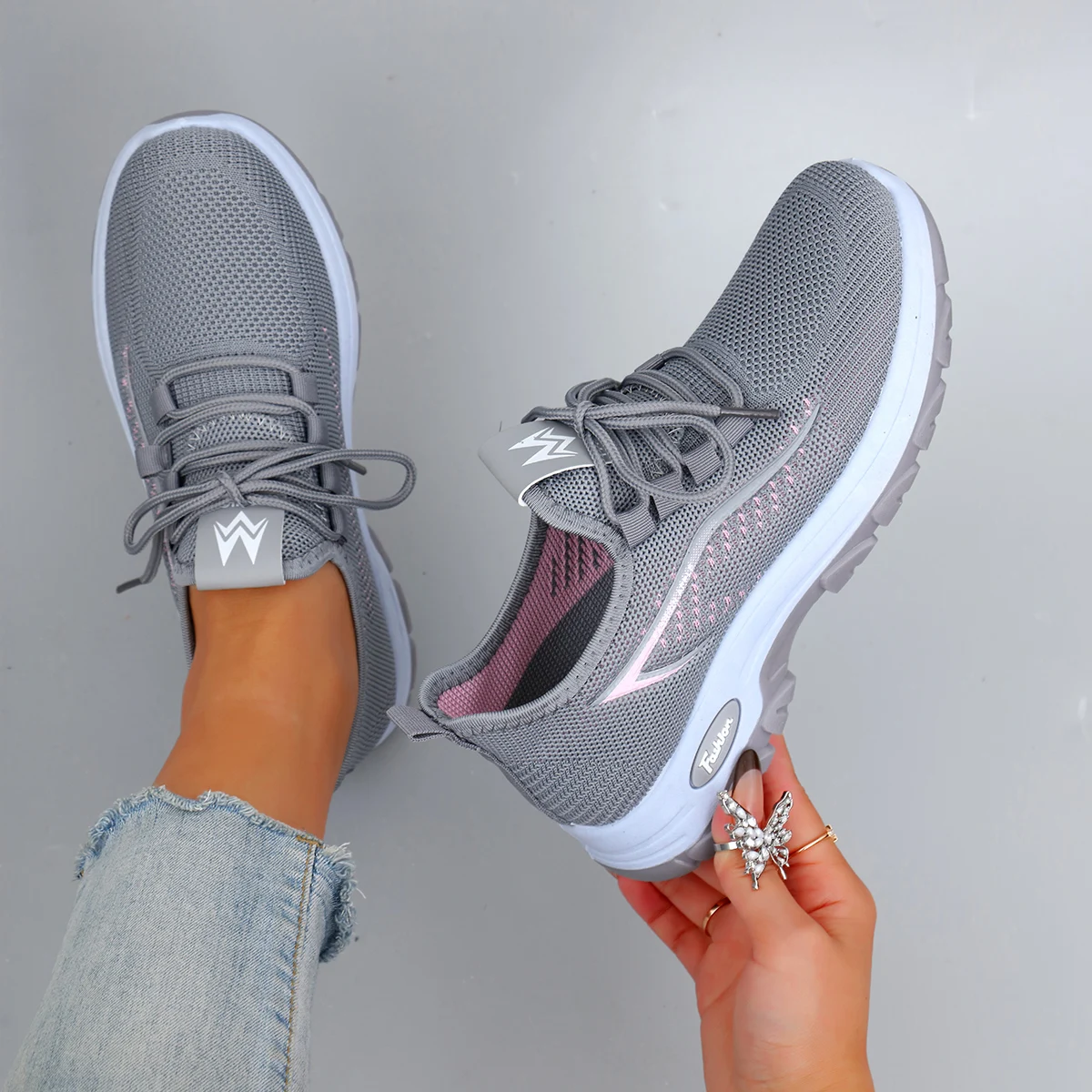 أحذية نسائية صيفية مسطحة من القماش الشبكي قابلة للتنفس، أحذية نسائية كاجوال، أحذية رياضية، تخفيضات، شحن مجاني