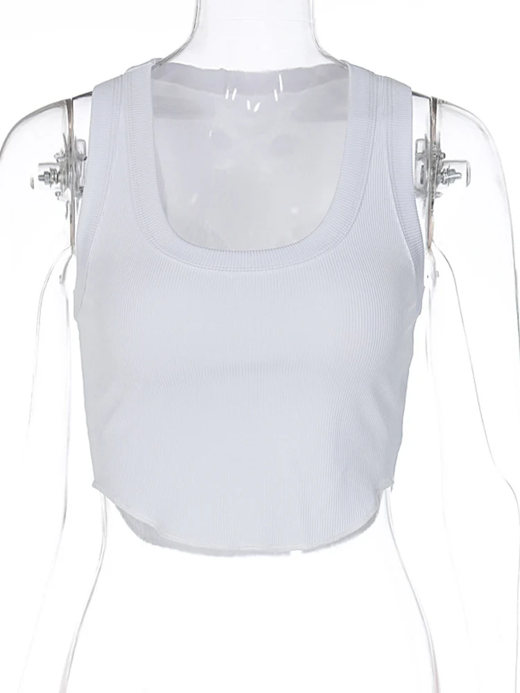Ribbed Square Neck Crop Tank Top