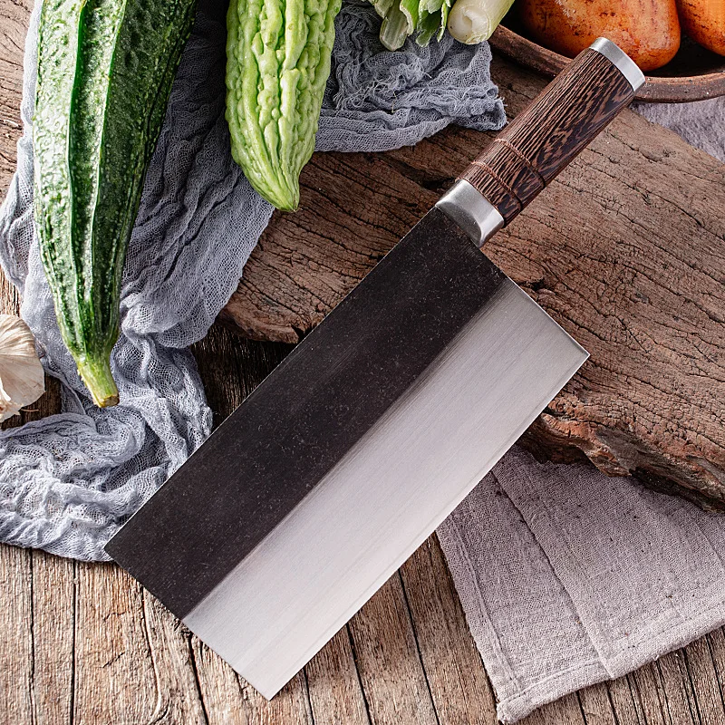 

Chinese Chef Knife Wood Handle 9Cr18MoV 3 Layers Clad Steel Blade Sharp Cleaver Slicing Handmade Kitchen Knives Cooking Tools