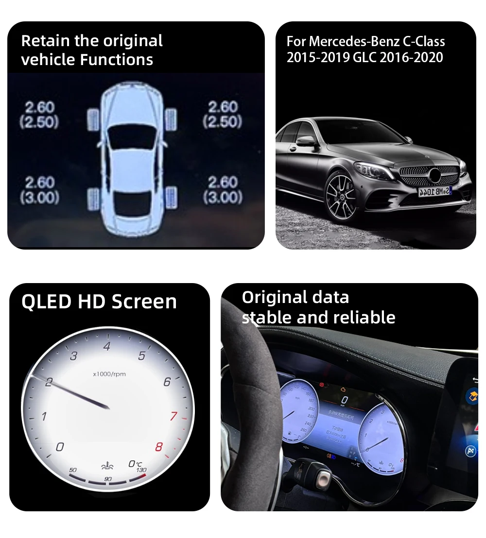 Digital Instrument Cluster For Mercedes-Benz C-Class 2015-2019 GLC 2016-2020 Spe