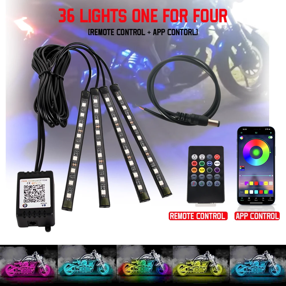 ตัวเลือกสินค้า ไฟ LED ยืดหยุ่น RGB ตกแต่งรถจักรยานยนต์ 12V