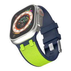 Carbon Fiber Silicone Band Men's Sport Strap for 42mm-Serise 1 2 3 (Blue Lime)