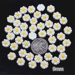 White Daisy Flower Resin Flatback Cabochon for DIY Jewelry and Phone Decoration (9mm 100pcs)