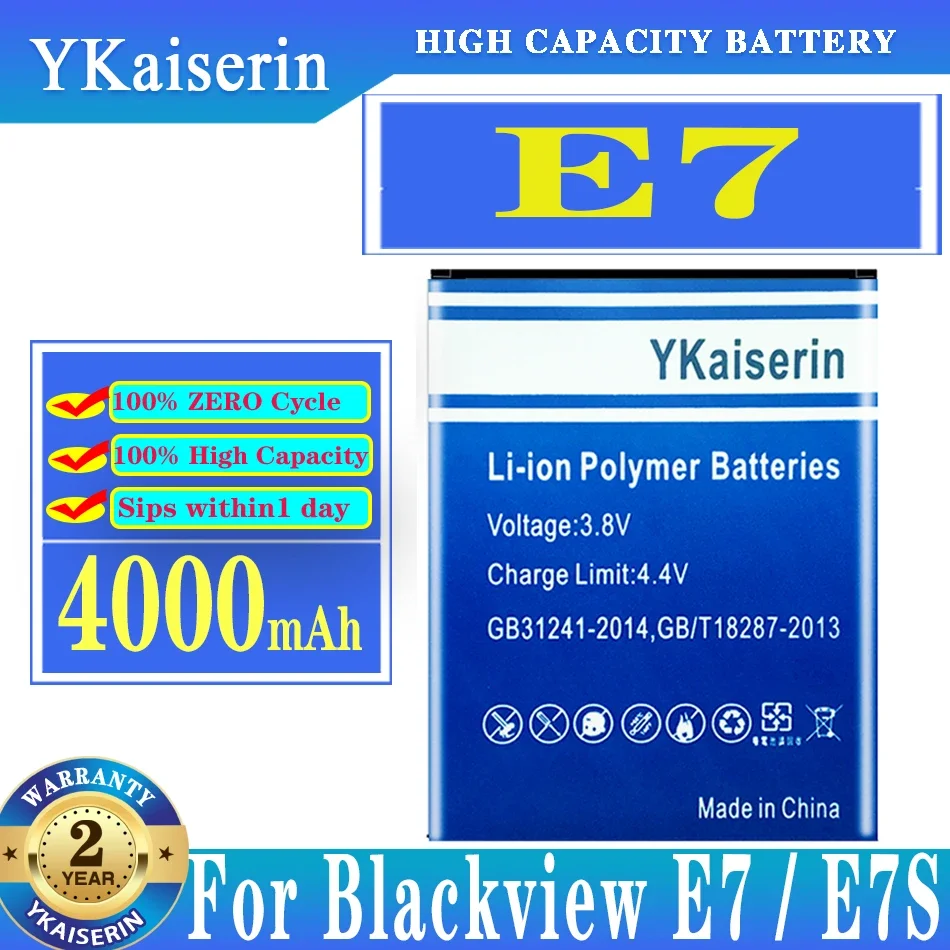 

Новый аккумулятор ykaisсеребрин 3,8 в 4000 мАч для Blackview E7 E7S, батарея для сотового телефона + номер отслеживания