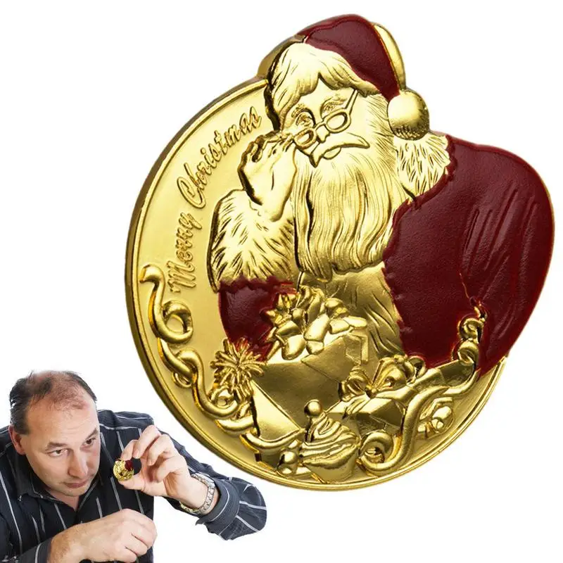 

Santa Coins Christmas Gold Plated Embossed Commemorative Merry Christmas Santa Coins For Christmas Festival and New Year Gifts