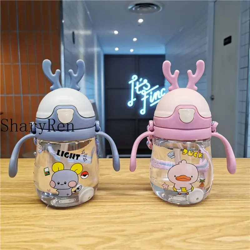 

Sippy Cup for Toddlers Cartoon Animal Deer Children's Straw Feeding Baby Learn To Drink Cup Leakproof Outdoor Baby Water Bottle