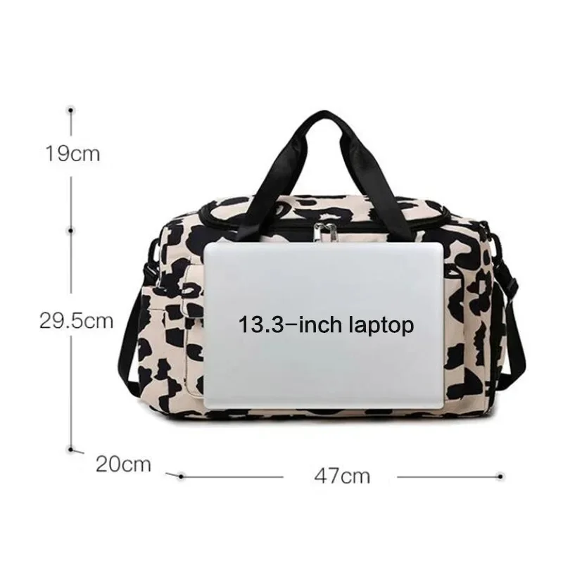 Large Capacity Leopard Print Sports Bag for Women Waterproof Yoga Swimming Gym Handbag Fashion Travel Tote Men Luggage Handbags