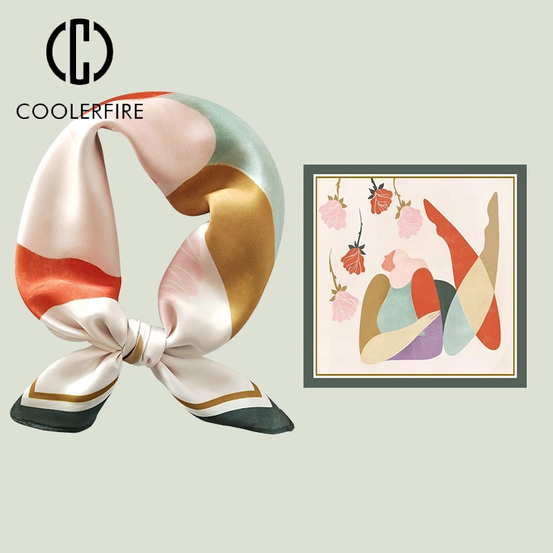 작고 럭셔리한 실크 스카프 스퀘어 머리띠 리본 디자인 프린트 풀라 AC2231 여성용, 사무실, 숙녀용 손수건 