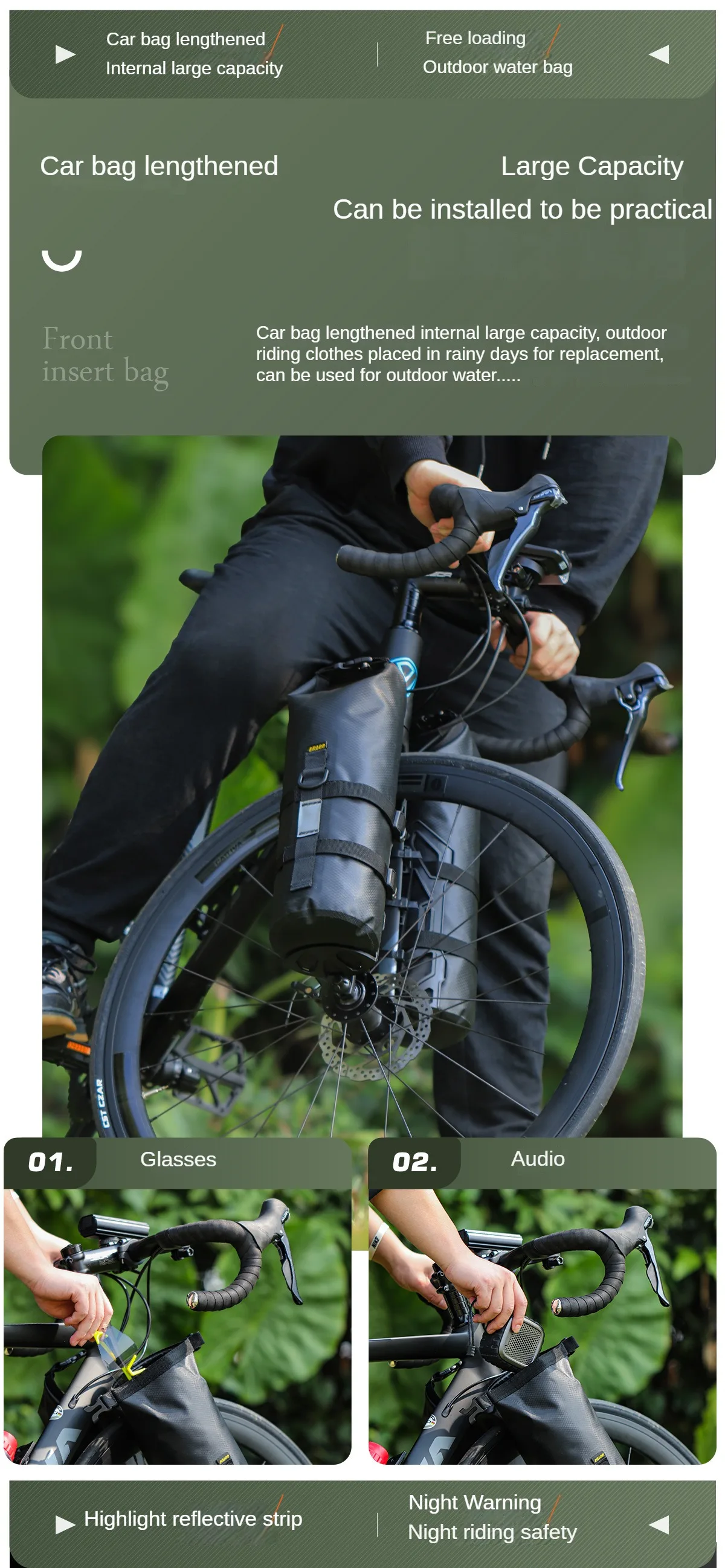 Borsa Da Forcella Anteriore Impermeabile Rhinowalk 4L - Per Mountain Bike E Bici Da Strada, Leggera E Resistente, Colore Nero, Accessorio Pratico