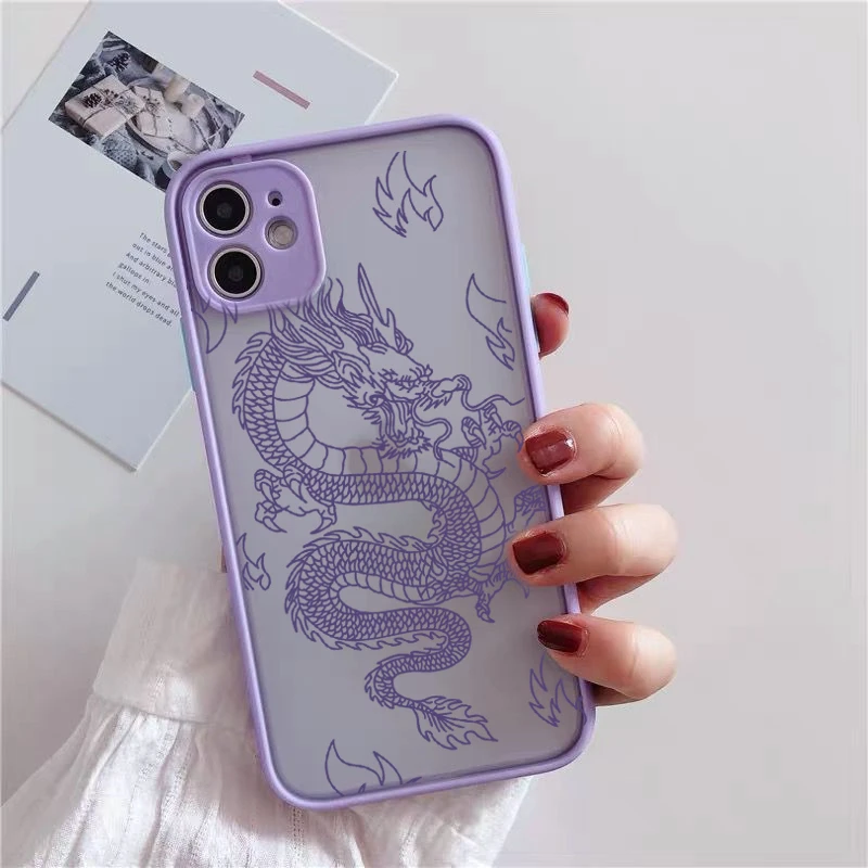 Purple Dragon Pattern Case For iPhone 1