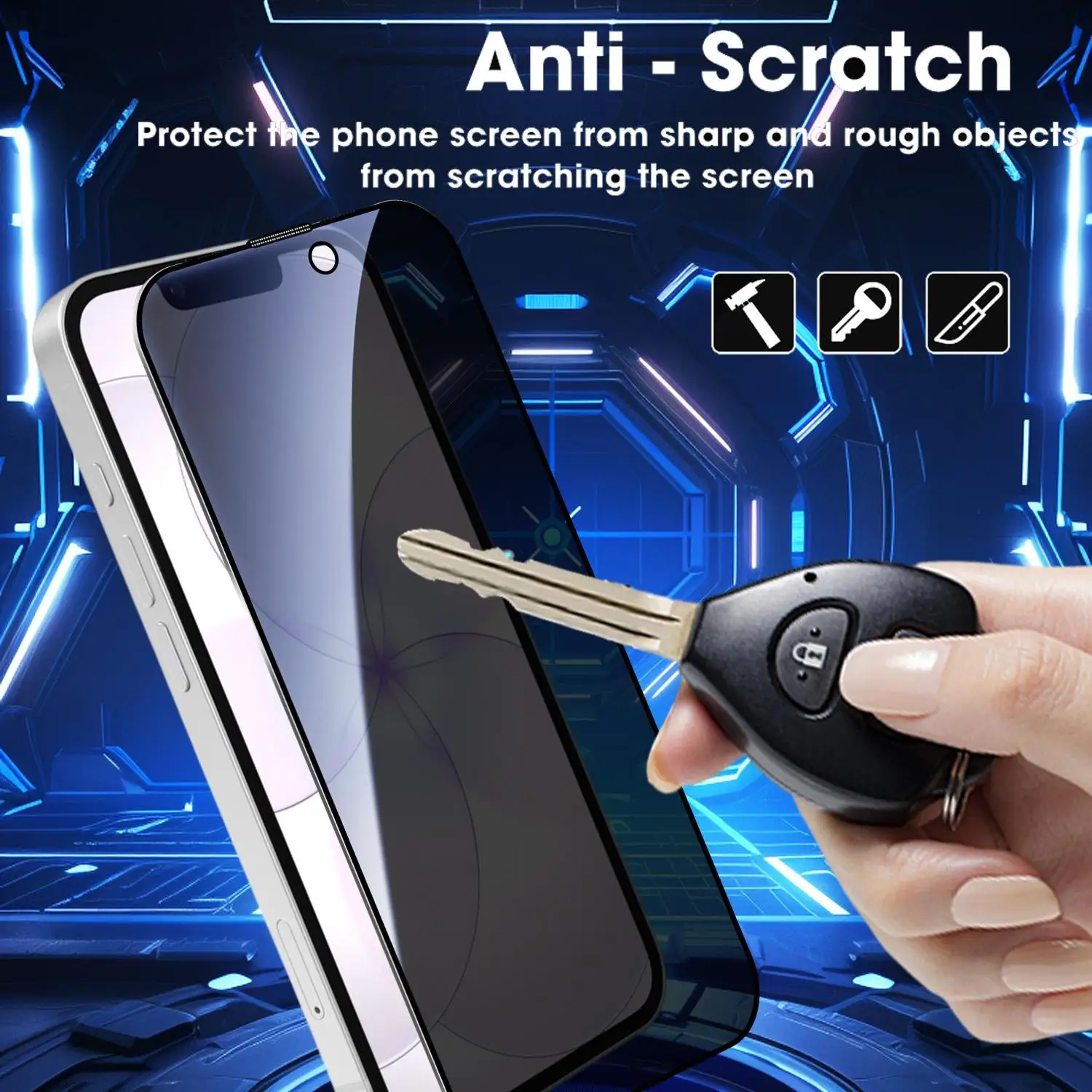 Enhanced Privacy Screen Protector - Anti-Peep Tempered Glass with Easy Installation Kit, 9H Hardness