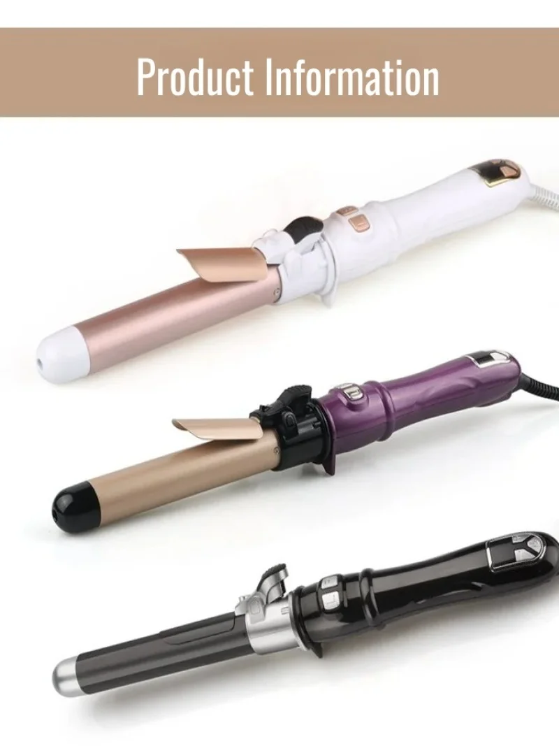 【EU/UK Plug】 Household Fully Automatic Rotating Electric Curling Iron Intelligent Temperature Display Suitable for All Hair Type