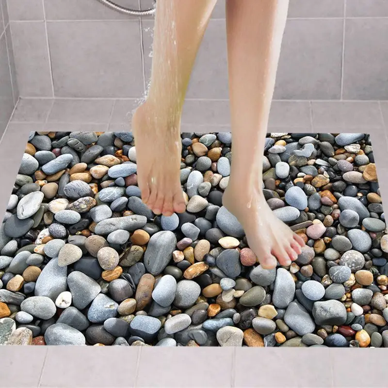 Cobblestone 3D Floor Stickers Removable Anti-slip PVC Sticker Wallpaper for Home Bathroom Corridors Kitchen Decoration Stickers