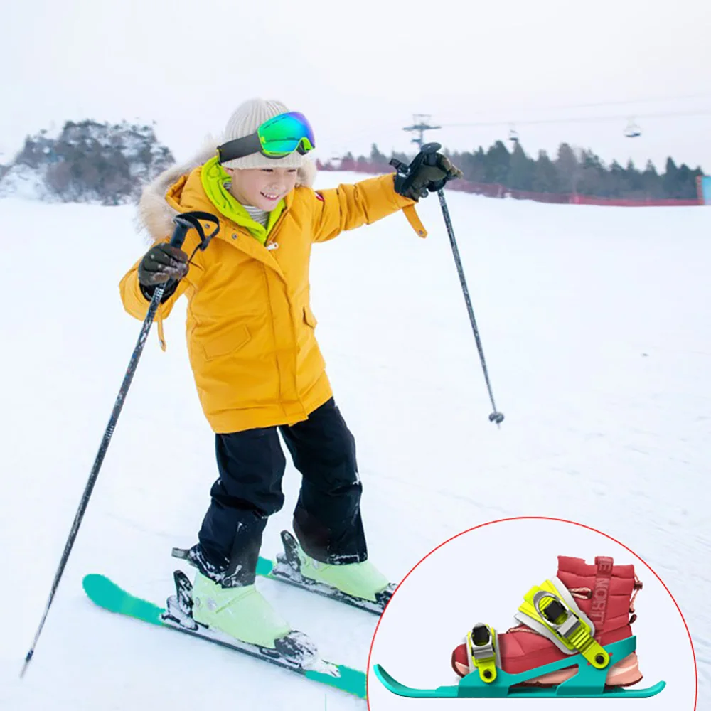 Children's Mini Short Ski Skates Snowboard Adjuatable Adults Short Snow Skateboard Boots Skiboards Portable for Winter Outdoor ski boots