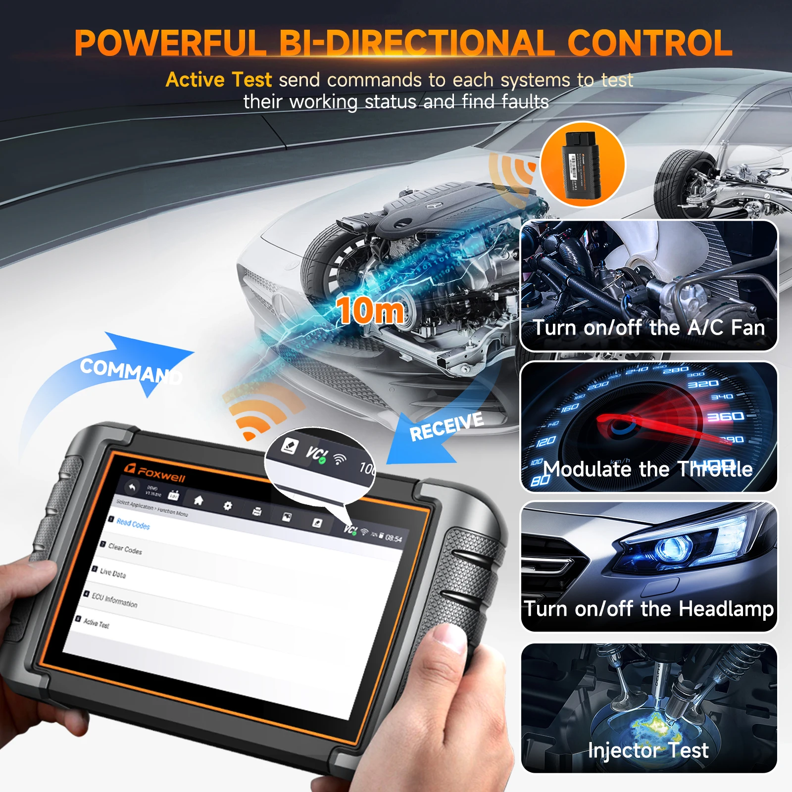 FOXWELL NT809BT All System Bidirectional OBD2 Scanner DPF TPMS OIL 30+ Reset Auto Professional Automotive Car Diagnostic Tool 4