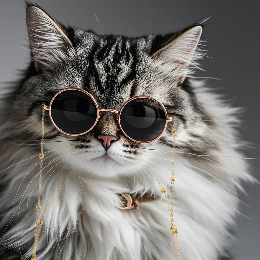 Pet sunglasses chain two-piece set, cat photo dressing glasses, cat and dog glasses set. Pet sunglasses chain two-piece set, cat photo dressing glasses, cat and dog glasses set.