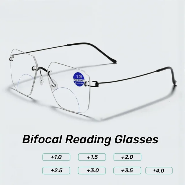 Lunettes de lecture bifocales pour hommes et femmes, surdimensionnées, presbytes, look de loin et de près, Anti-éblouissement, pour hypermétropie 1