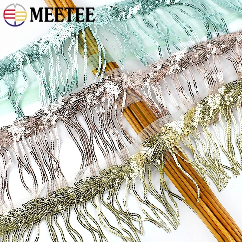 1-10Yards 18cm Sewing Sequin Fringe Tassel Dance Dress Decoration Trimmings Glitter Fringes Lace Ribbon Clothing Accessories