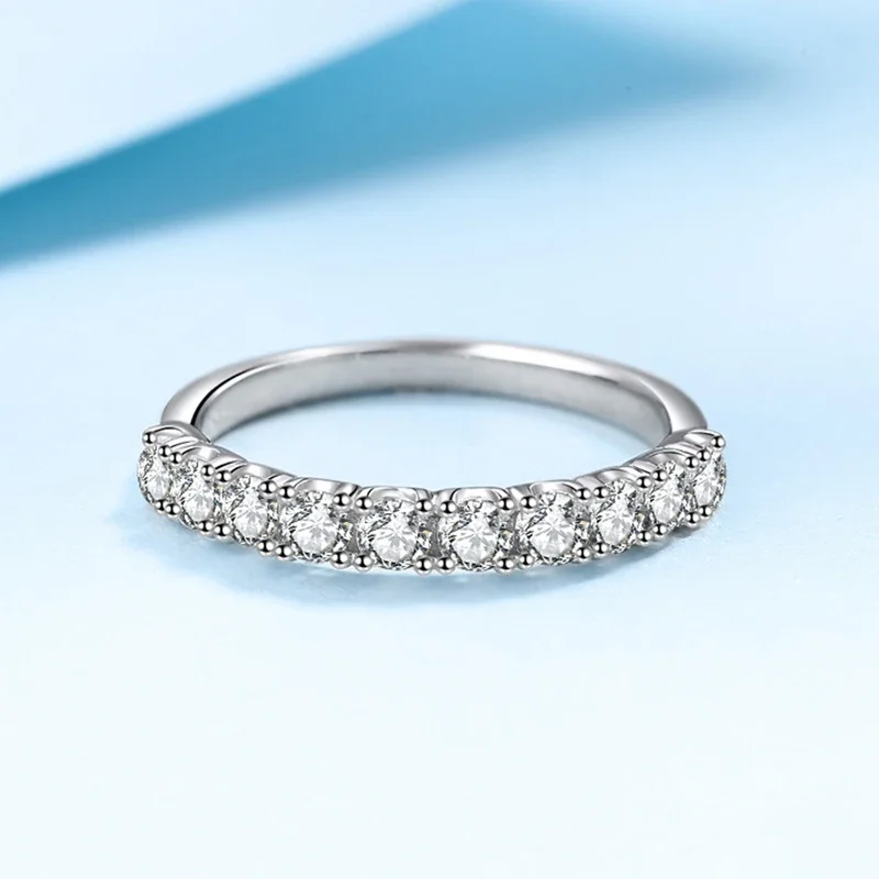 NeeTim 여성용 풀 모이사나이트 반지, 결혼 쥬얼리, , 다이아몬드 반지, 약혼 약속 밴드 선물, 2.5mm, 3mm