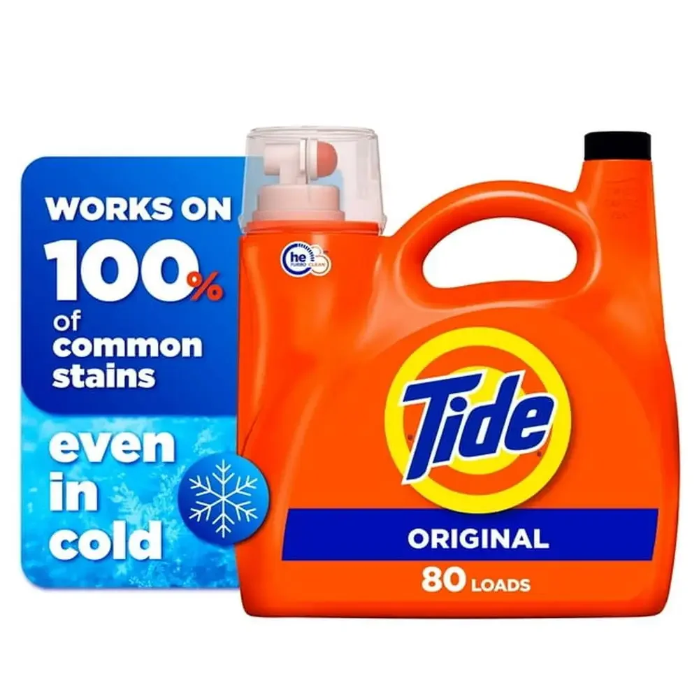 Liquid Laundry Detergent Original 80 Loads 105 fl oz HE Stain Remover Fresh Scent Powerful Clean 100% Common Stains America&rsquo;s #1