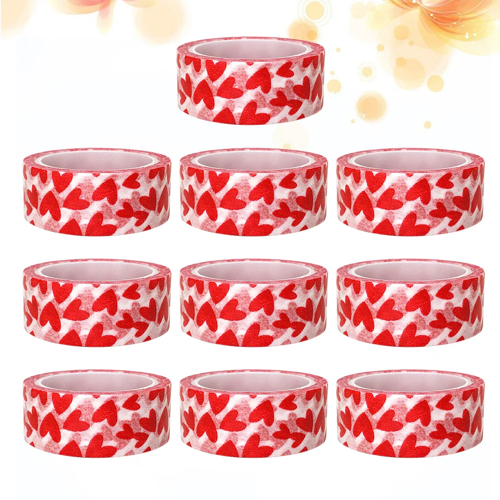 

10 Rolls Love Heart Washi Tape Valentines Day Masking Tapes DIY Wedding Crafts Sticky Strap for Gift Wrapping Planners