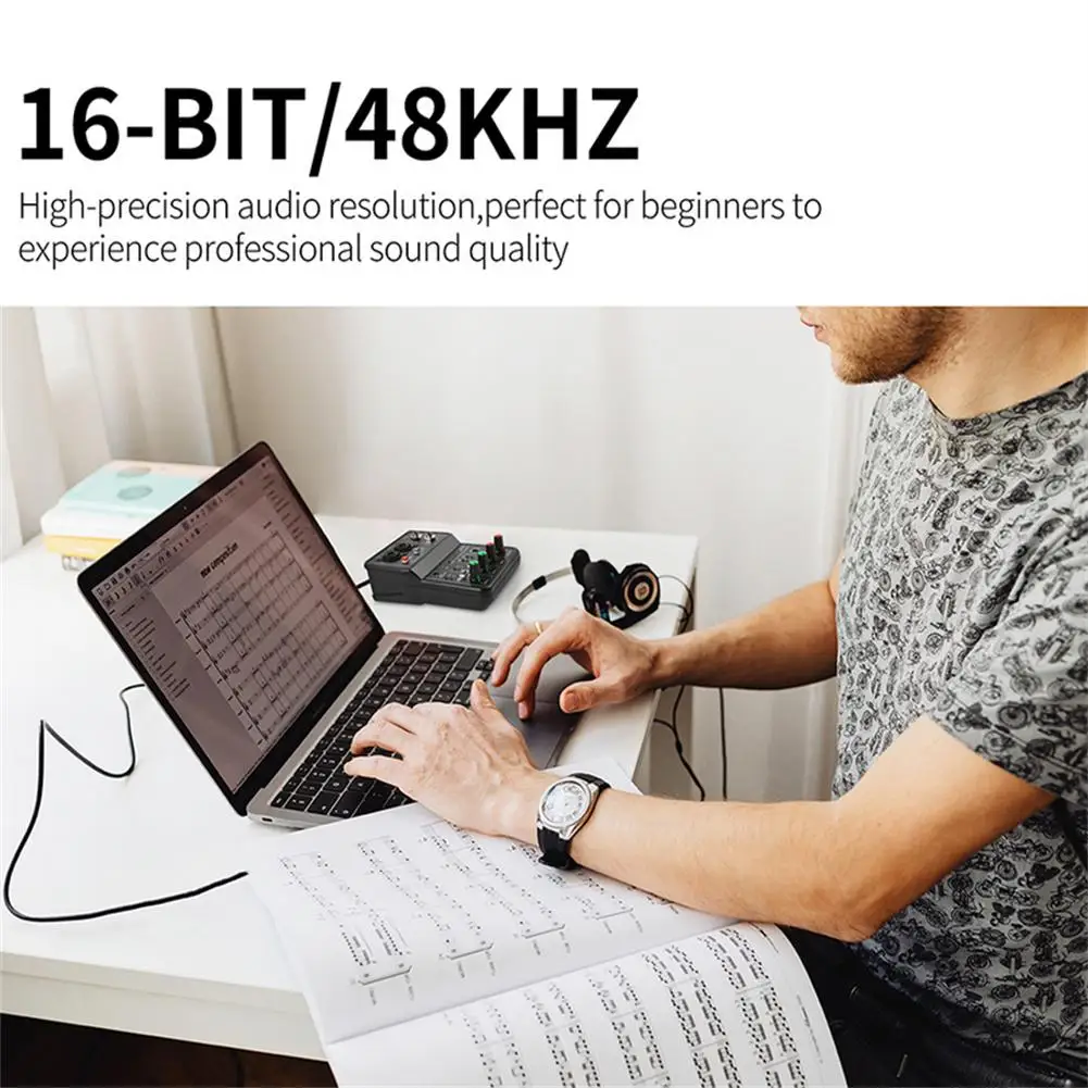 Hot Sale Audio Interface Usb Sound Card Drive-free Portable Mini 2-way Mixer For Studio Singing Computer Recording Sound Mixer