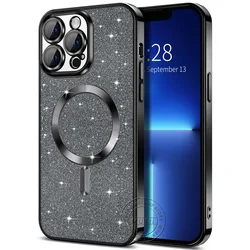 Sparkling Glitter Bumper Case with Wireless Charging - iPhone 15 (Bling Black)