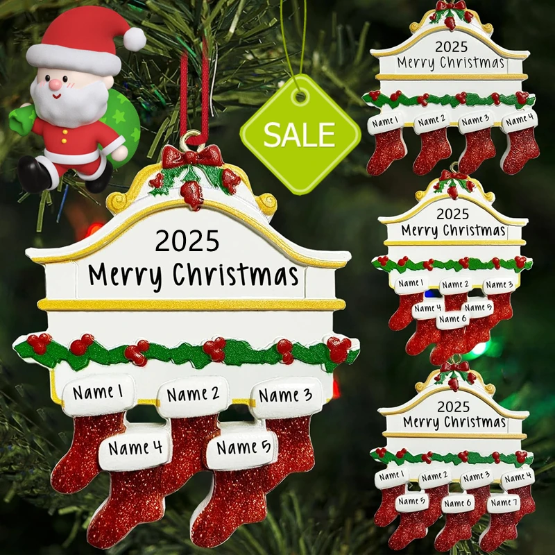 New DIY Personalised Christmas Xmas Tree Stocking Ornament Mantel Family Groups Holiday Decorations Natale Hanging Pendant