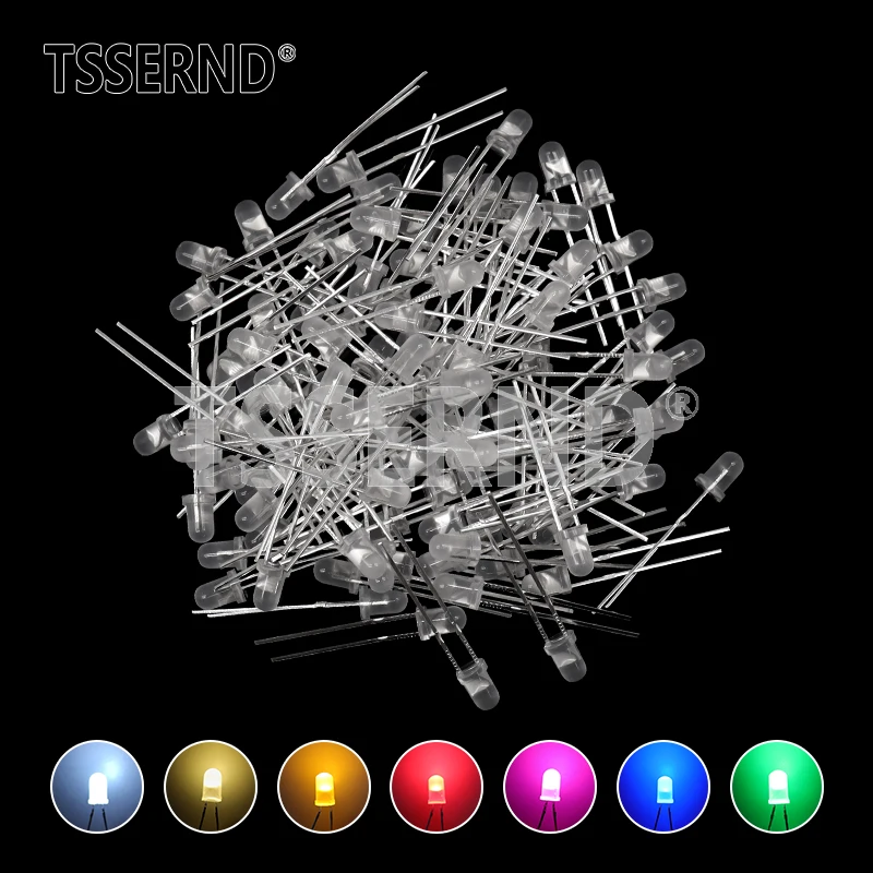 Vibrant 3mm LED Diode Pack: 100-Piece Assorted Color Kit