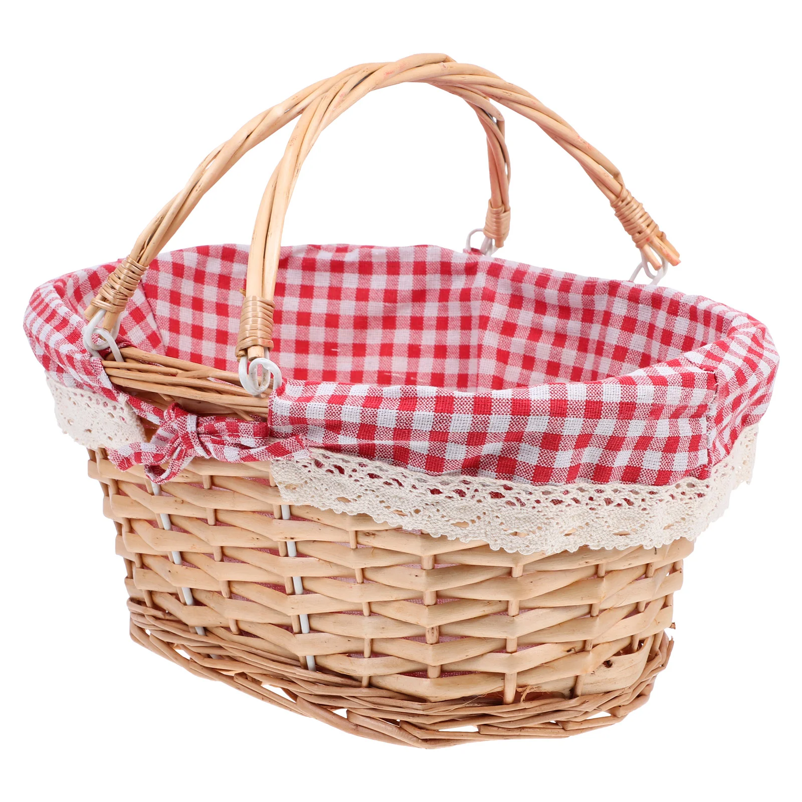 

Stobaza Home Decor Picnic Basket Woven Wicker Picnic Basket Liner Natural Country Vintage Picnic Basket Handle Picnic