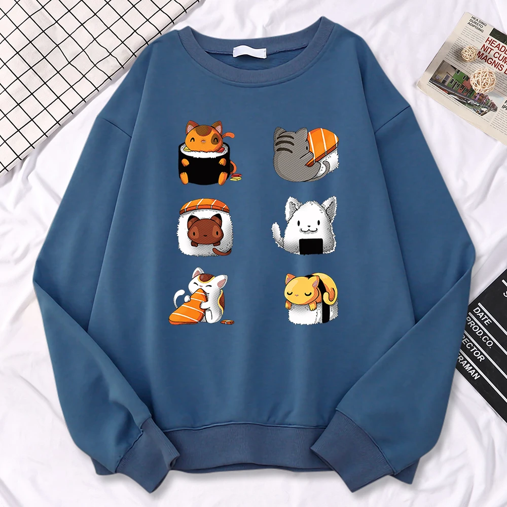 NOPMOB - Cute Cat Fleece Blue Sweatshirt